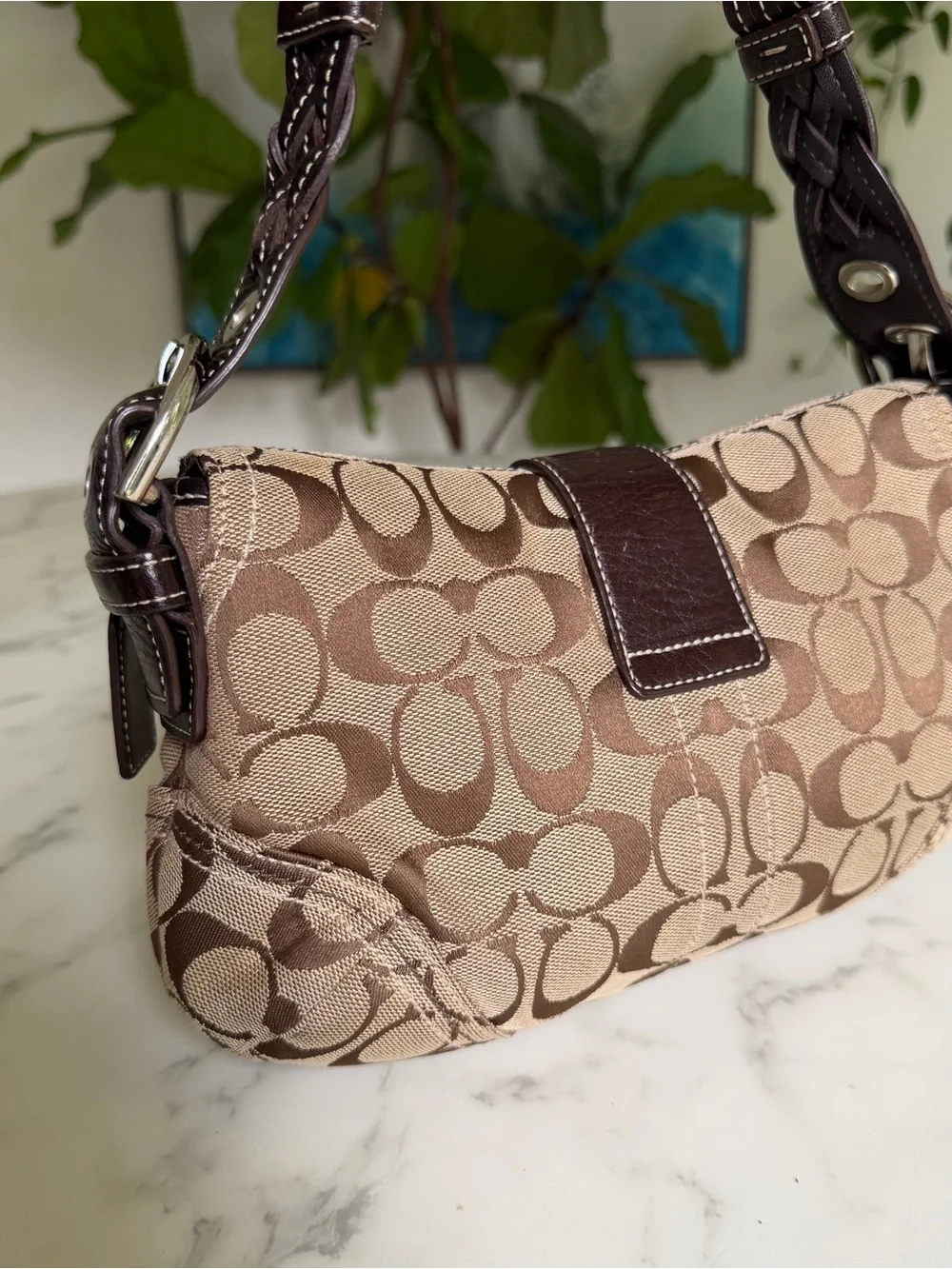 Coach Vintage Y2K Soho Signature Small Braided Strap Shoulder Bag 6171 Khaki